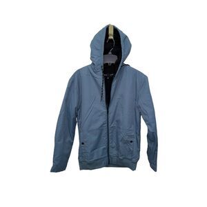 Edgar + Ash Blue Mens Windbreak Zip Up Coat Sherpa Lined Size Small NWT